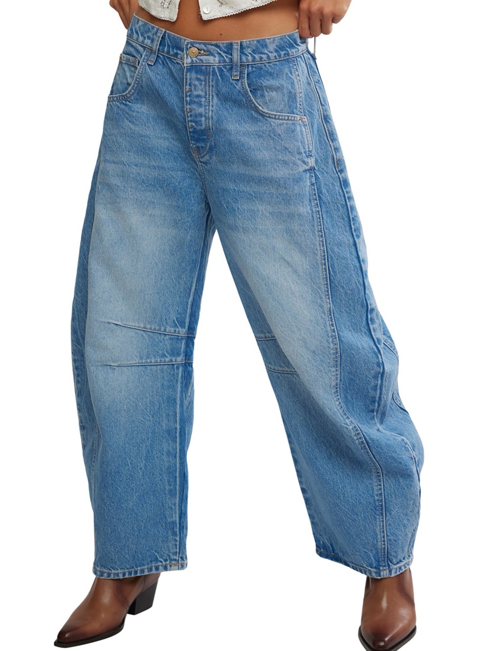 We the Free (NWT) Good Luck Mid Rise Barrel Leg Jeans - Picture 1 of 10